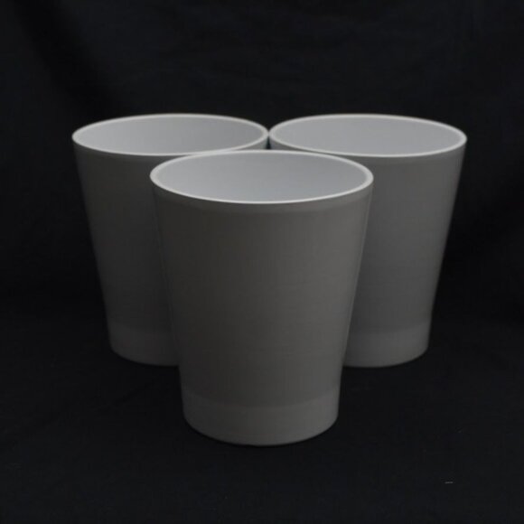 White Glazed Terracotta Cachpots Planters Set Of 3 - Picture 1 of 6